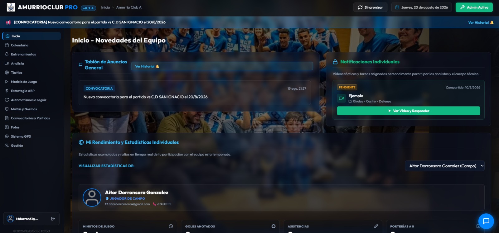 Plataforma Amurrio Club - Login